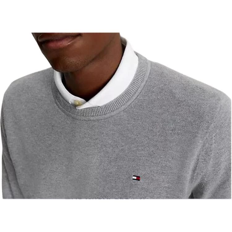 Кофта Tommy Hilfiger FW23 Solid Crewneck Sweater Sweaters Grey Heather Logo - изображение 2