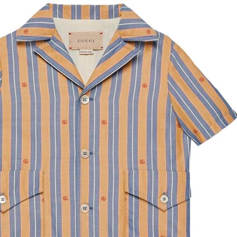GUCCI SS23 Striped Logo Shirt Boys Yellow - изображение 3