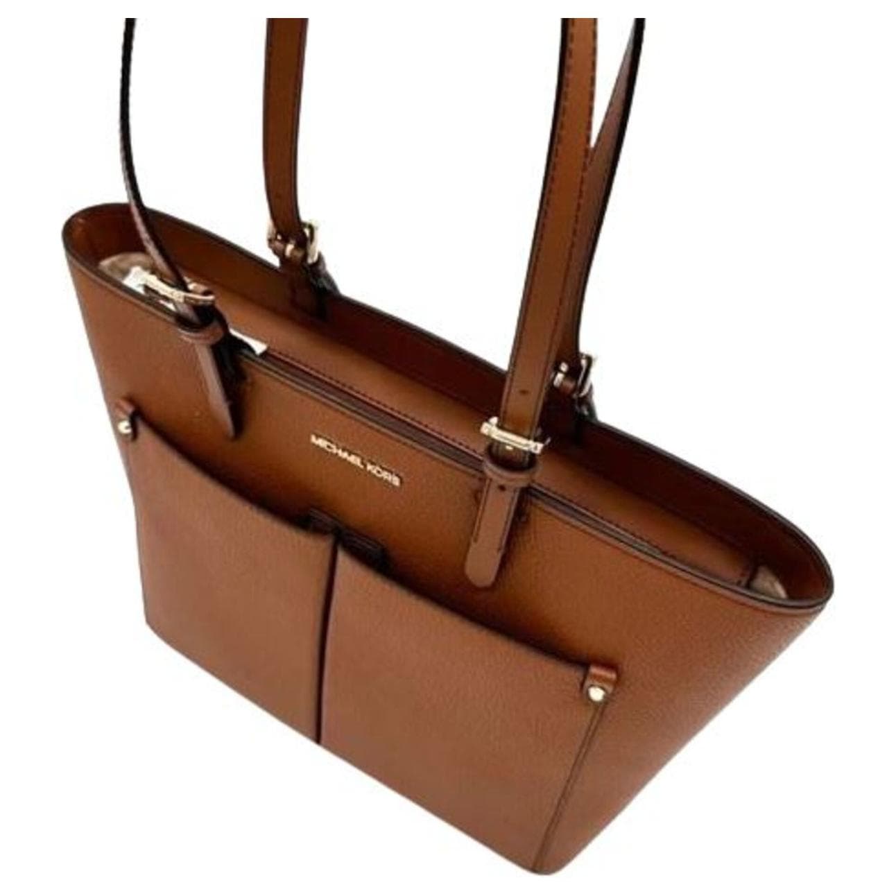 Мини-сумка MICHAEL KORS Jet Set Полиуретан Тоут Сумка Сумка для покупок Сумка на плечо Сумка среднего размера Женская Коричневая - изображение 6