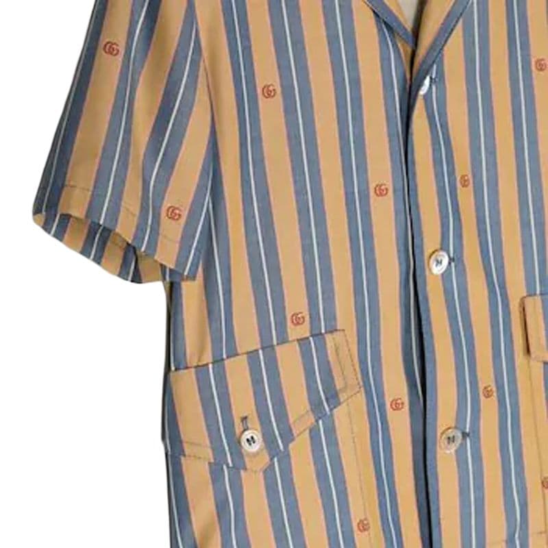 GUCCI SS23 Striped Logo Shirt Boys Yellow - изображение 4