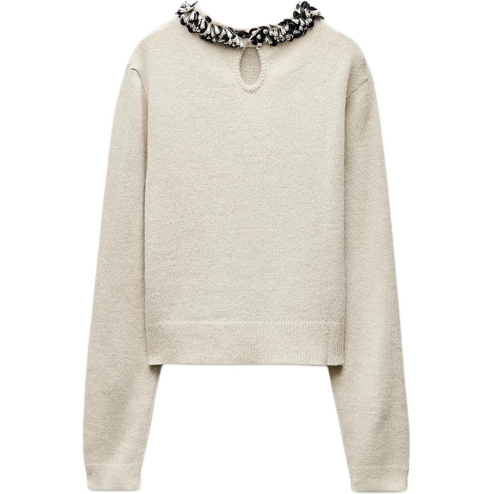 Кофта ZARA Beaded Crewneck Knit Sweater - изображение 2