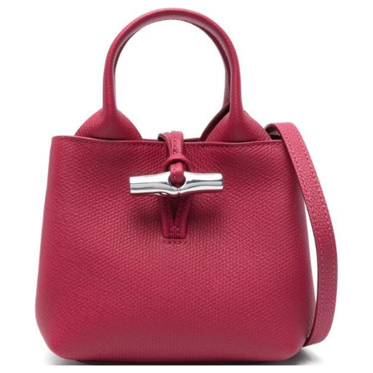 Сумка LONGCHAMP Le Roseau Сумка через плечо из телячьей кожи мини-версия женская розово-красная - изображение 1