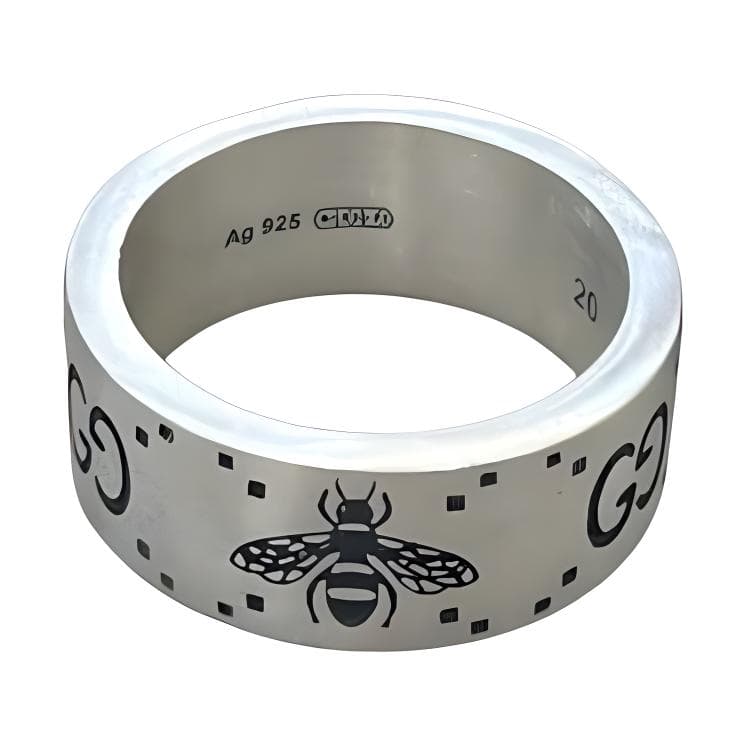 Кольцо Gucci GG Bee Engraved 925 Silver Ring - изображение 2