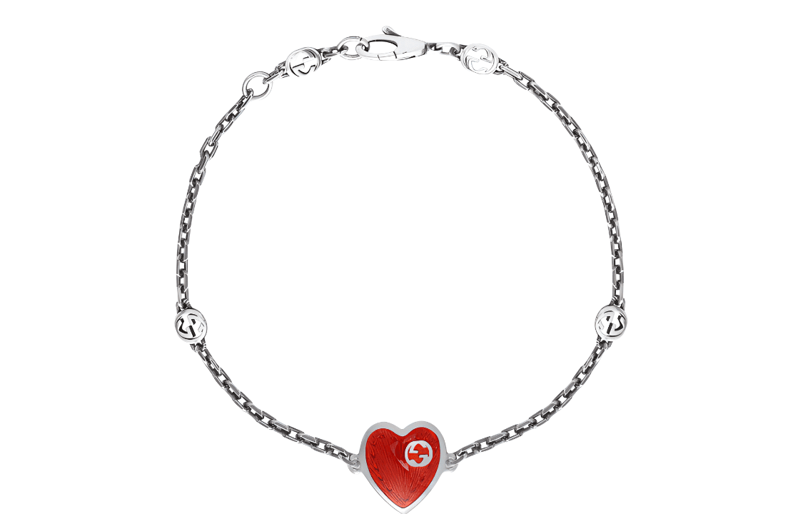 Браслет GUCCI Interlocking Heart Double G Silver Bracelet - изображение 1