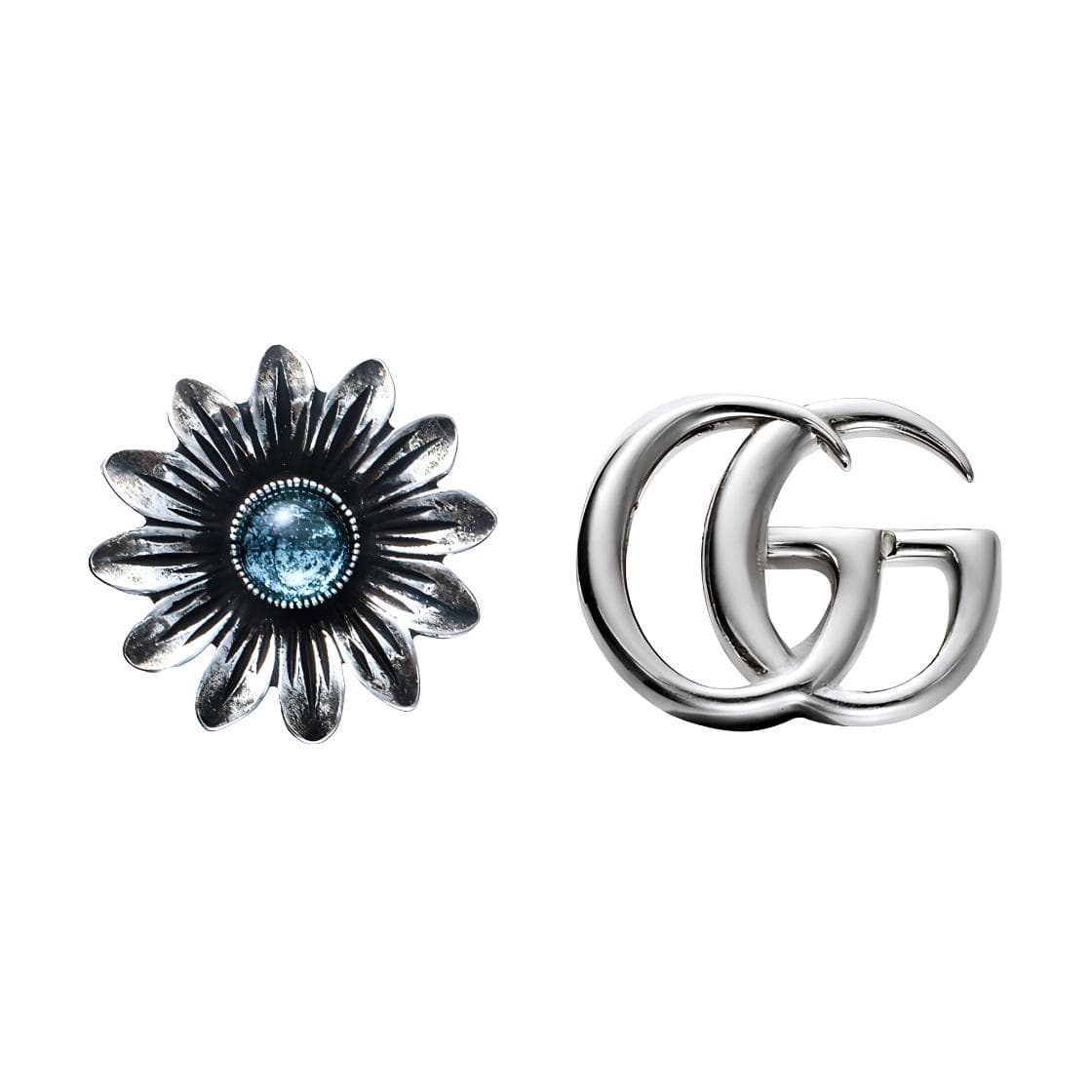 Серьги Gucci Double G Daisy Silver Earrings - изображение 1