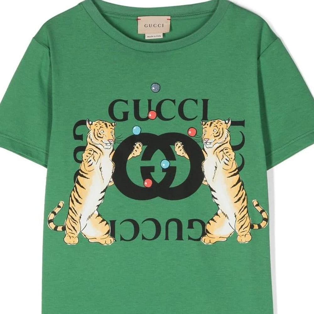 Футболка Gucci Kids SS23 Logo T-Shirt Green - изображение 3