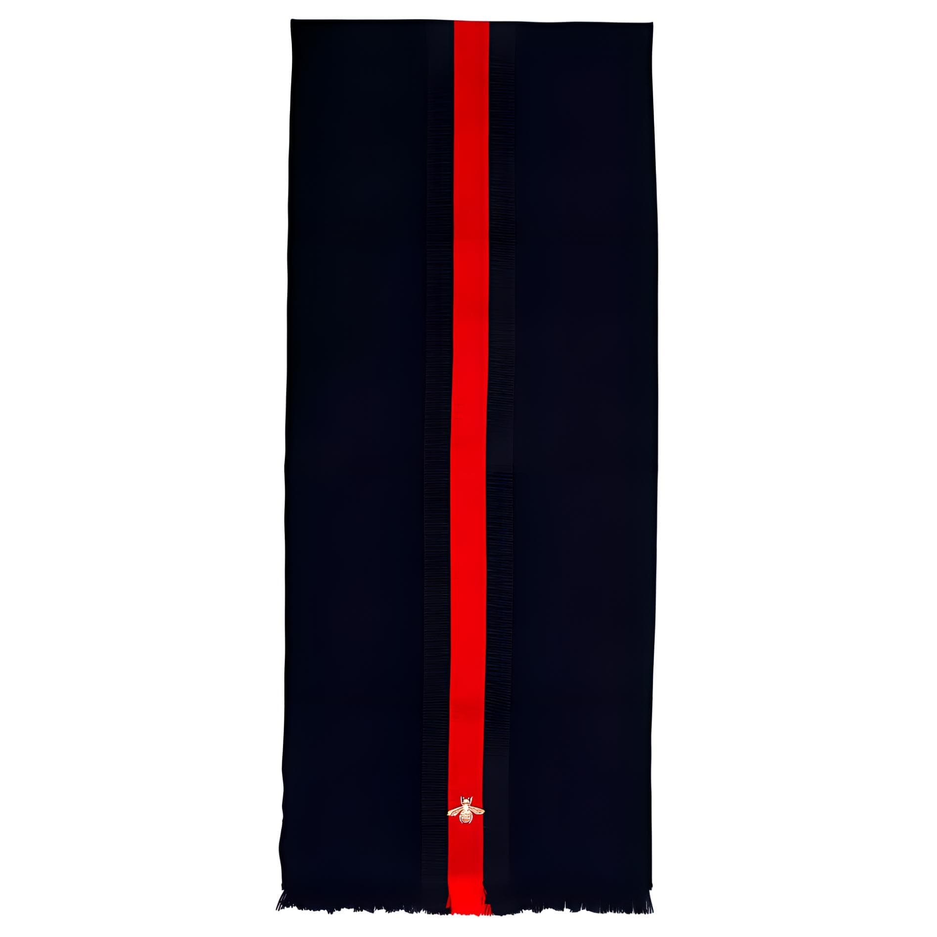 Шарф GUCCI Tassel Wool Cashmere Silk Scarf Blue - изображение 2