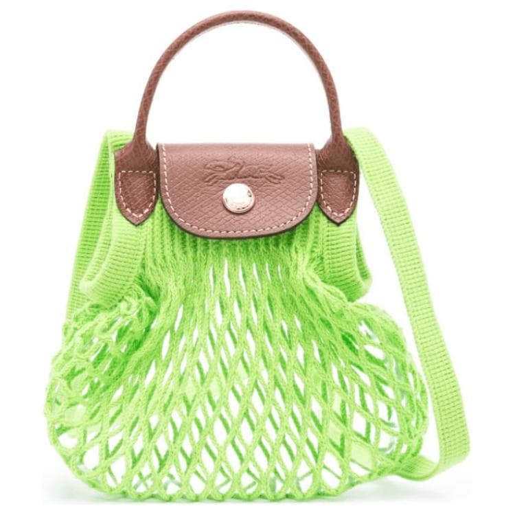 Сумка LONGCHAMP Le Pliage Filet Хлопковая Сумка через плечо Сумка Мини Женская Неоново-зеленая - изображение 1