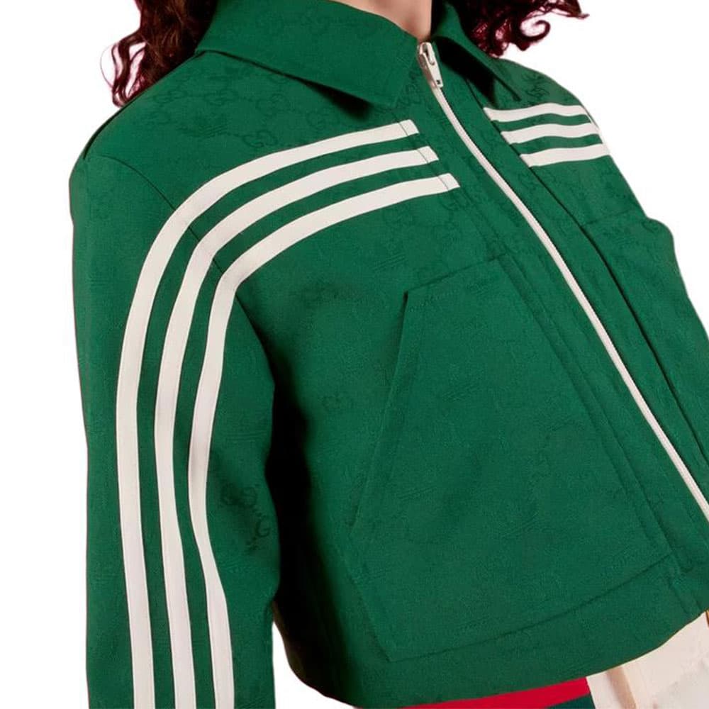 Куртка Gucci x adidas Striped Jacquard Jacket Green - изображение 2