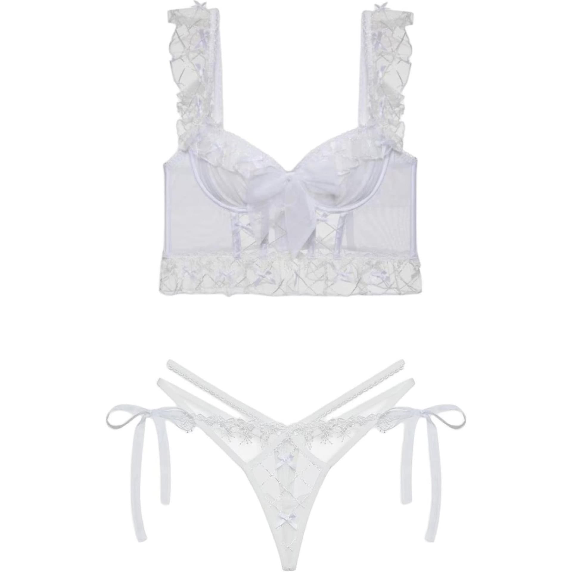 Трусы Victoria's Secret x FOR LOVE LEMONS Комплект нижнего белья "Magical Цветочный" для невесты белый - изображение 1