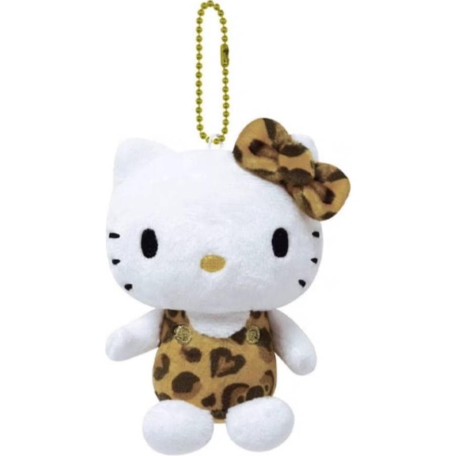Sanrio Hello Kitty Леопардовый коричневый брелок с шариком Милый плюшевый кулон 9,5 см - изображение 1
