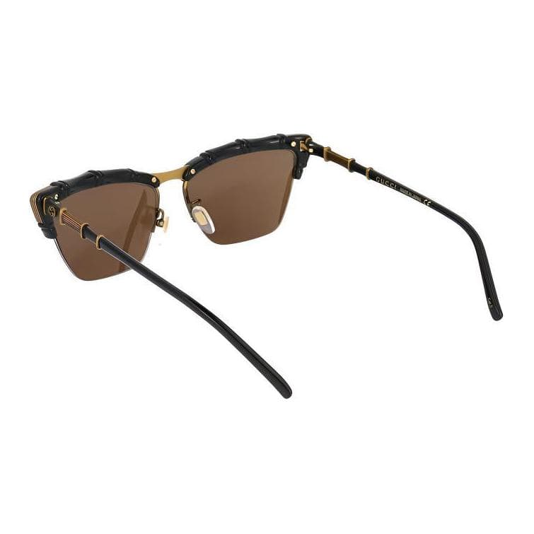 Солнцезащитные очки Gucci Rectangular Plastic Sunglasses Black Brown 58mm - изображение 4