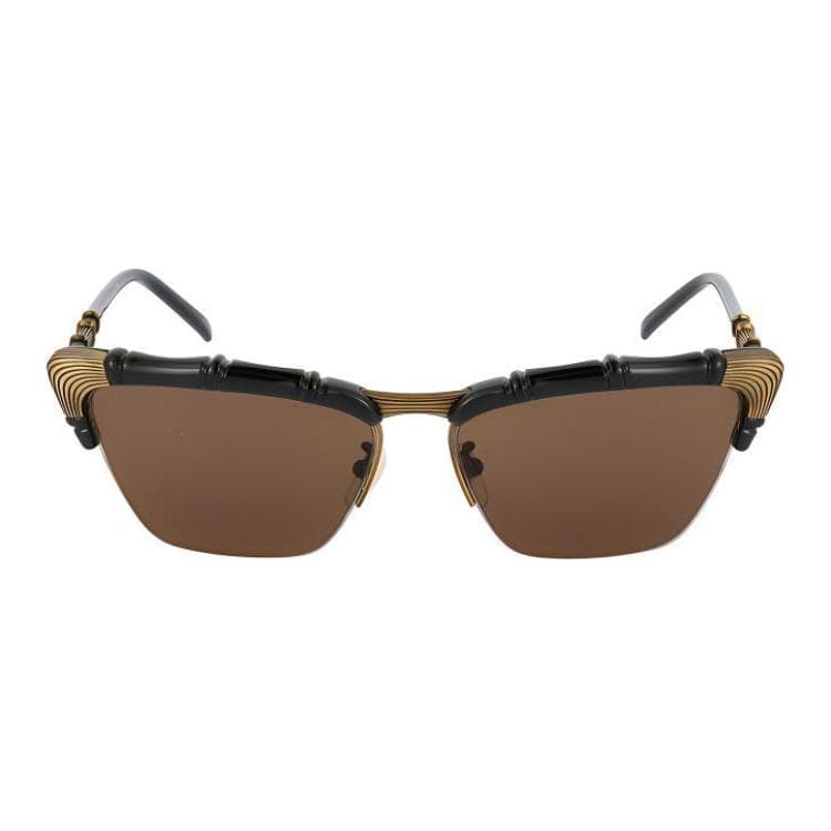 Солнцезащитные очки Gucci Rectangular Plastic Sunglasses Black Brown 58mm - изображение 3