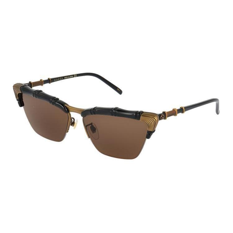 Солнцезащитные очки Gucci Rectangular Plastic Sunglasses Black Brown 58mm - изображение 1