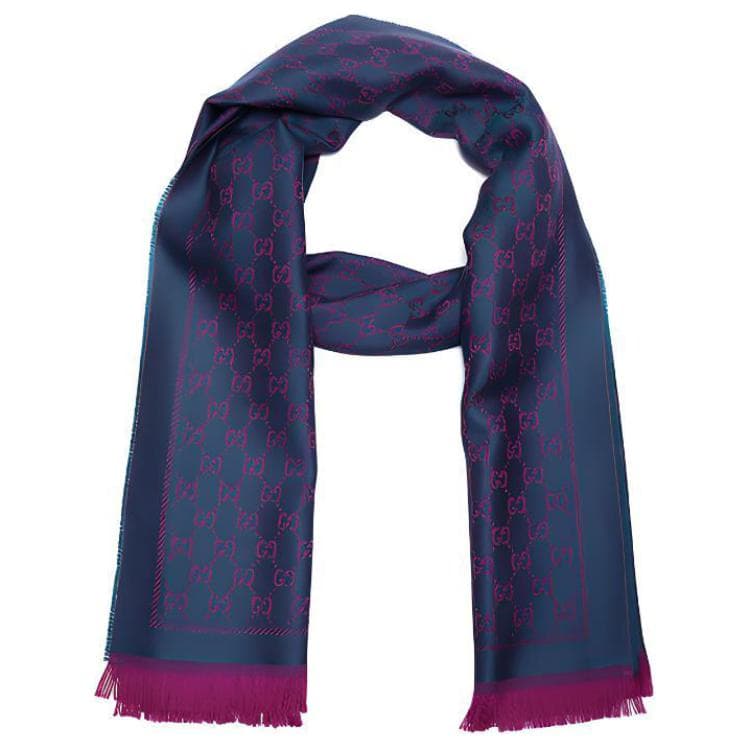 Шарф Gucci Classic GG Wool Scarf Pink Blue - изображение 3