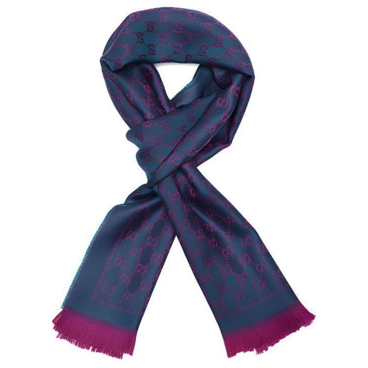 Шарф Gucci Classic GG Wool Scarf Pink Blue - изображение 4
