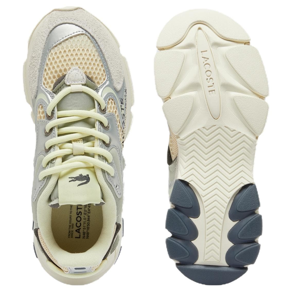 Кроссовки LACOSTE L003 Neo Низкий Топ Повседневная Обувь Женская Бежевая Серебряная Серый - изображение 5