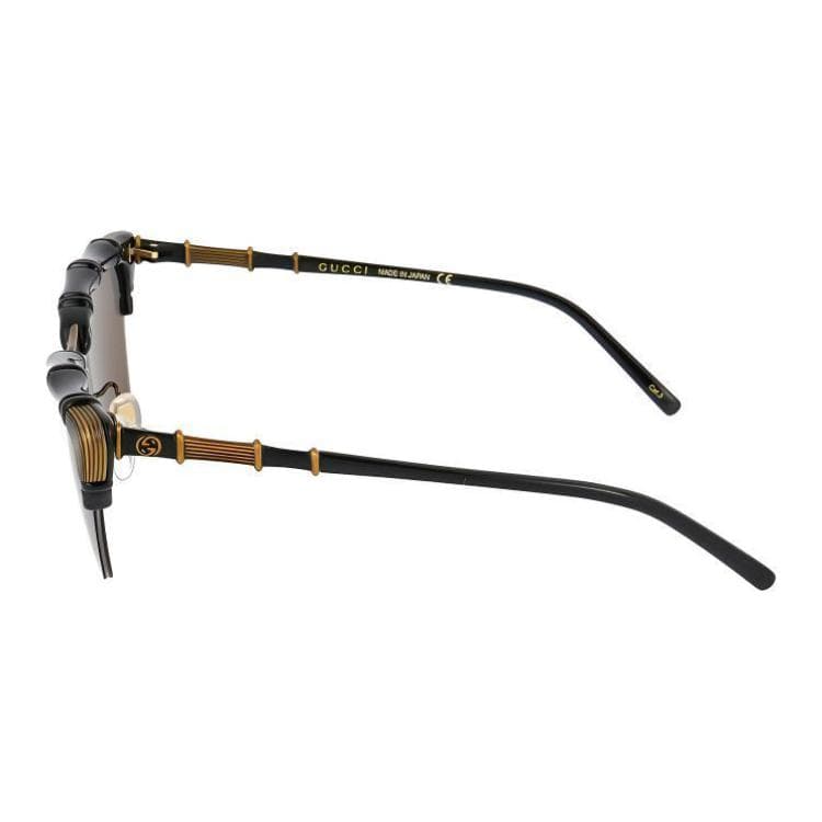 Солнцезащитные очки Gucci Rectangular Plastic Sunglasses Black Brown 58mm - изображение 5