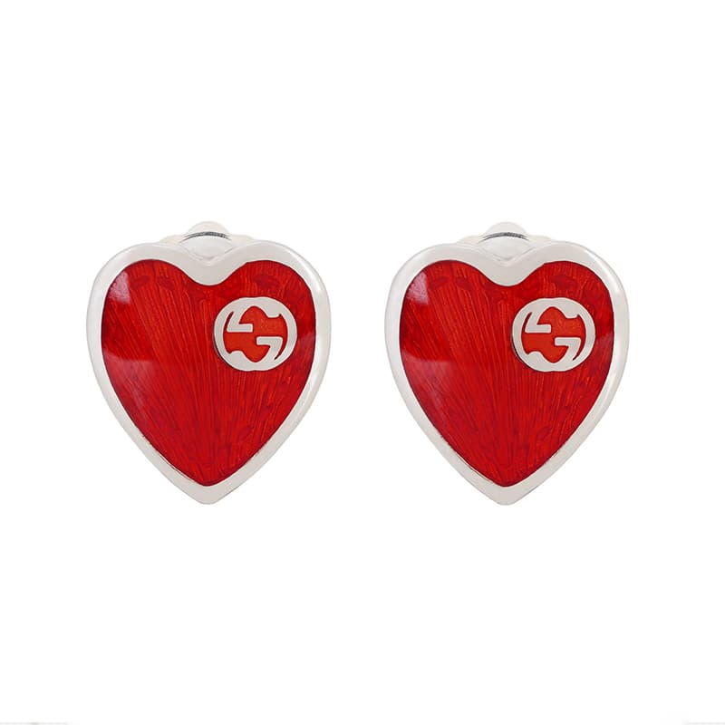 Серьги Gucci Enamel Heart Stud Earrings - изображение 1
