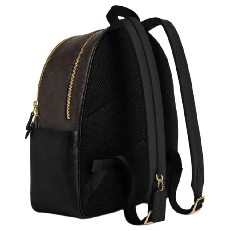 Рюкзак COACH Корт Коровья кожа С искусственной кожей и текстильным рюкзаком большой женский ореховый и черный - изображение 2