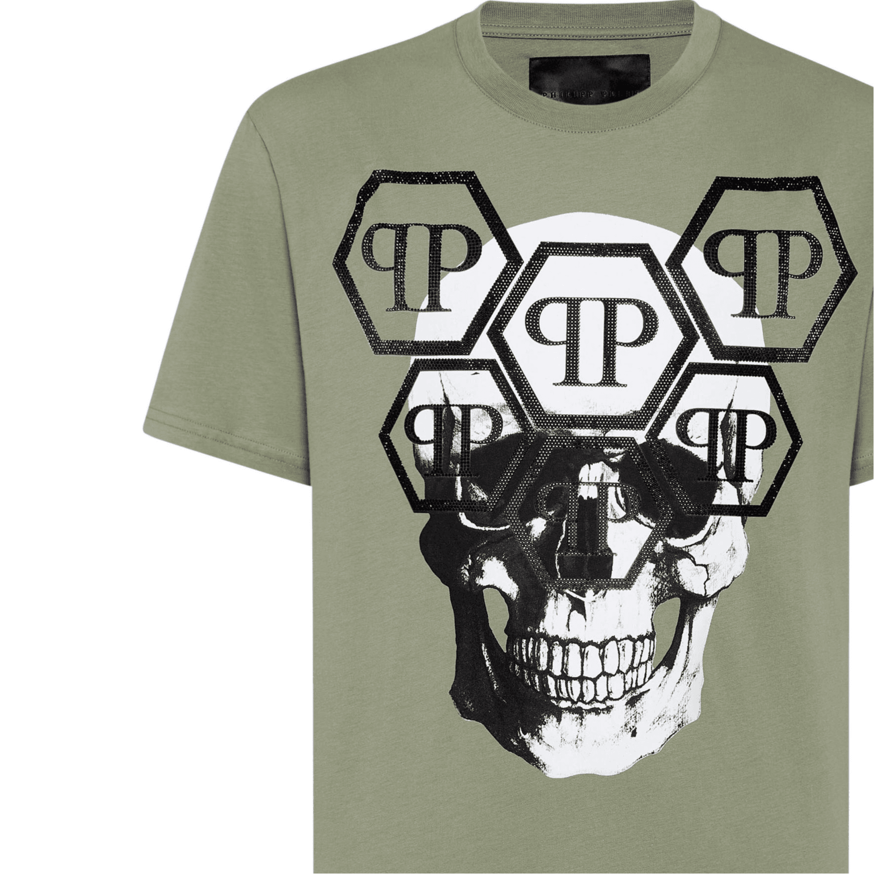 Футболка PHILIPP PLEIN FW24 T Рубашка Мужская Армейский Зеленый - изображение 2