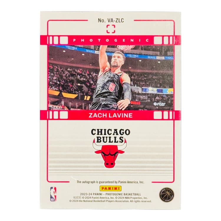 Коллекционные карточки PANINI Зак Лавин Быки Звезда Подпись Подпись Коллекция фотографий Ограниченный тираж Спортивных карт - изображение 2