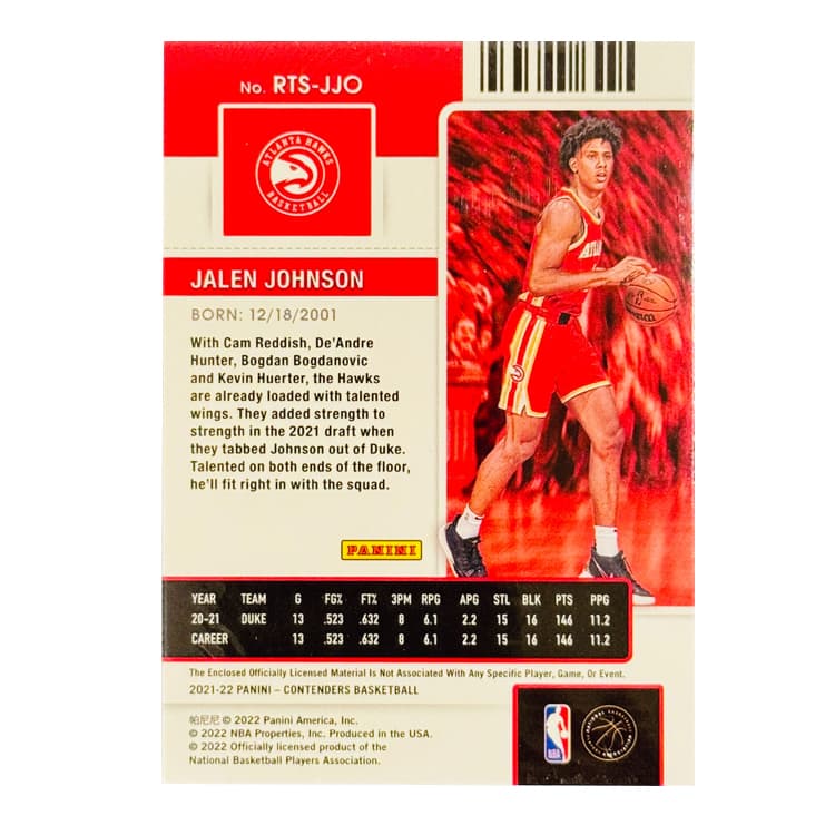Коллекционные карточки PANINI Джейлен Джонсон Атланта Хокс Звезда Фактический товар Материал Cut Out Карта Коллекция Hoops Премиум Звезда Карта - изображение 2