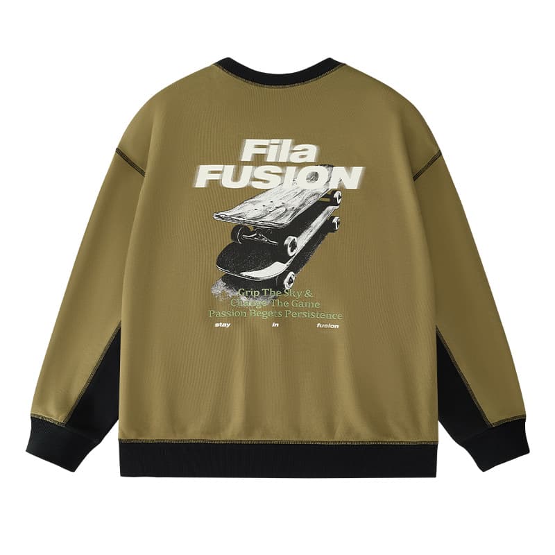 Кофта FILA FUSION Рабочий стиль Свитшот Мужской Оливковый Армейский зеленый - изображение 2