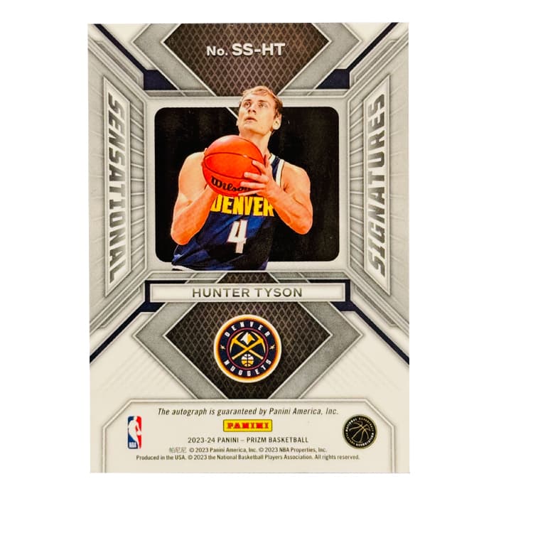 Коллекционные карточки PANINI Tyson Nuggets Новые звезды Игрок Подпись Подпись PRIZM Коллекция Средняя КОНДИЦИЯ Игрок Карта - изображение 2