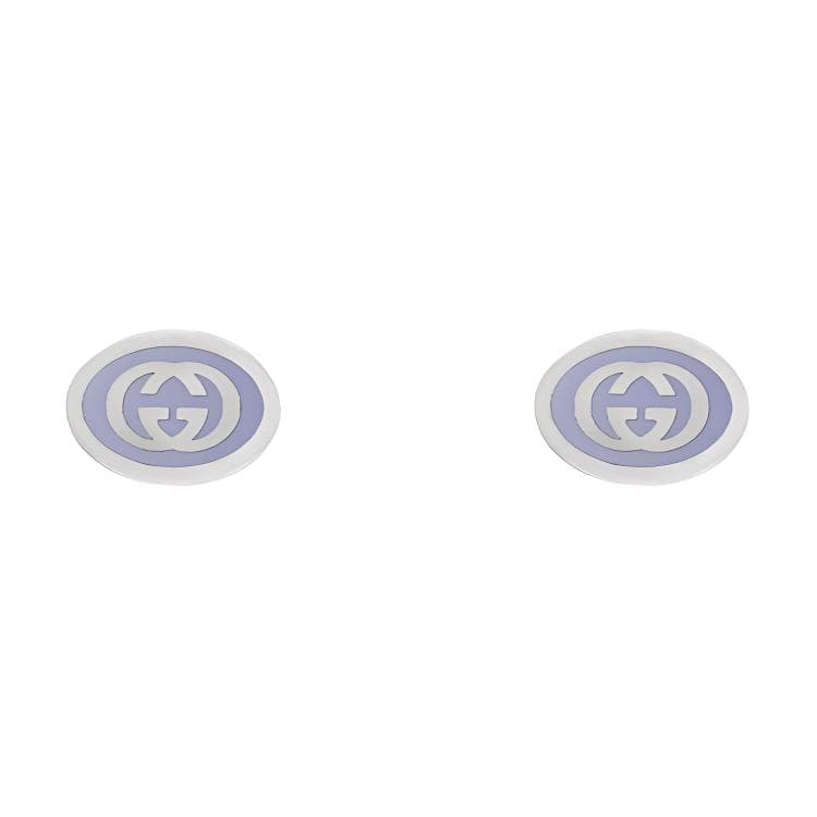 Серьги GUCCI Enamel Double G 925 Silver Earrings - изображение 1