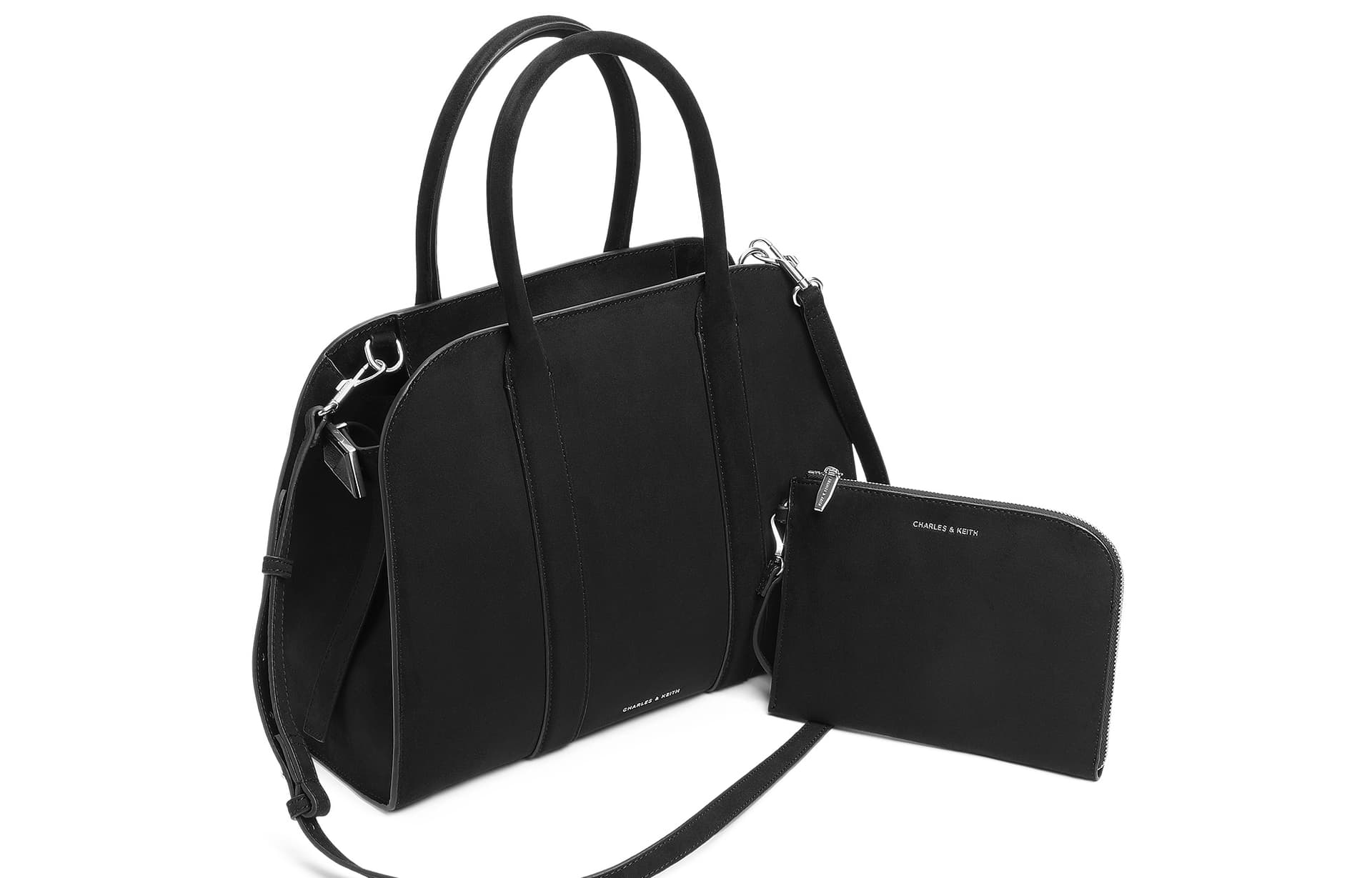 Сумка CHARLES KEITH Ткань Плечевая Сумка Большая Женская Коричневая Черная Серый Серый - изображение 3