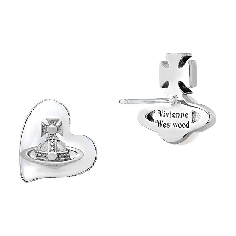 Серьги Vivienne Westwood THOMASINA THOMASINA Серьги-гвоздики унисекс с сердечком и символом Сатурна, латунь, серебристый - изображение 2