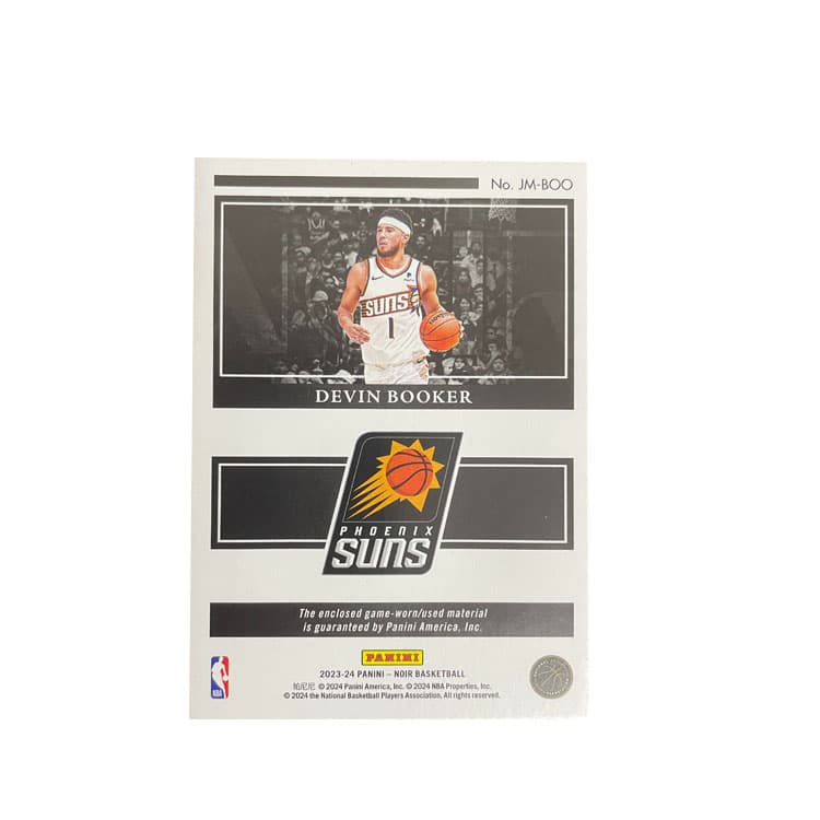 Коллекционные карточки PANINI 2023 24 NOIR Солнце Devin Booker Букер Соревновательная игра Джерси 71 99 Вязаный дом Белый игрок Карта коллекции - изображение 2