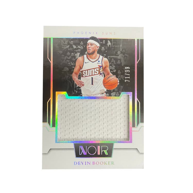 Коллекционные карточки PANINI 2023 24 NOIR Солнце Devin Booker Букер Соревновательная игра Джерси 71 99 Вязаный дом Белый игрок Карта коллекции - изображение 1