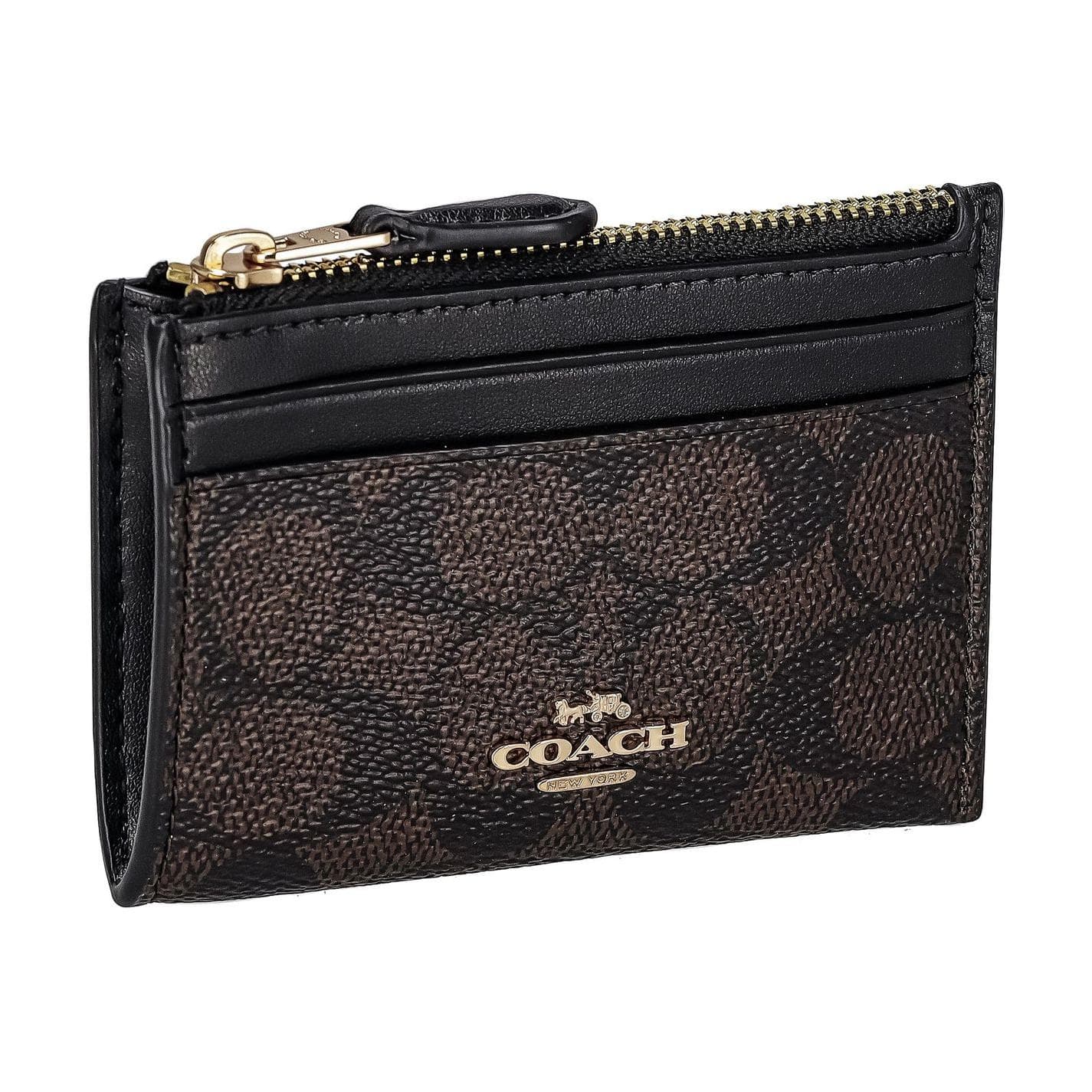 Картхолдер COACH Skinny Id Case Искусственная кожа пластик держатель для карт женский цвет ореховый и черный - изображение 2