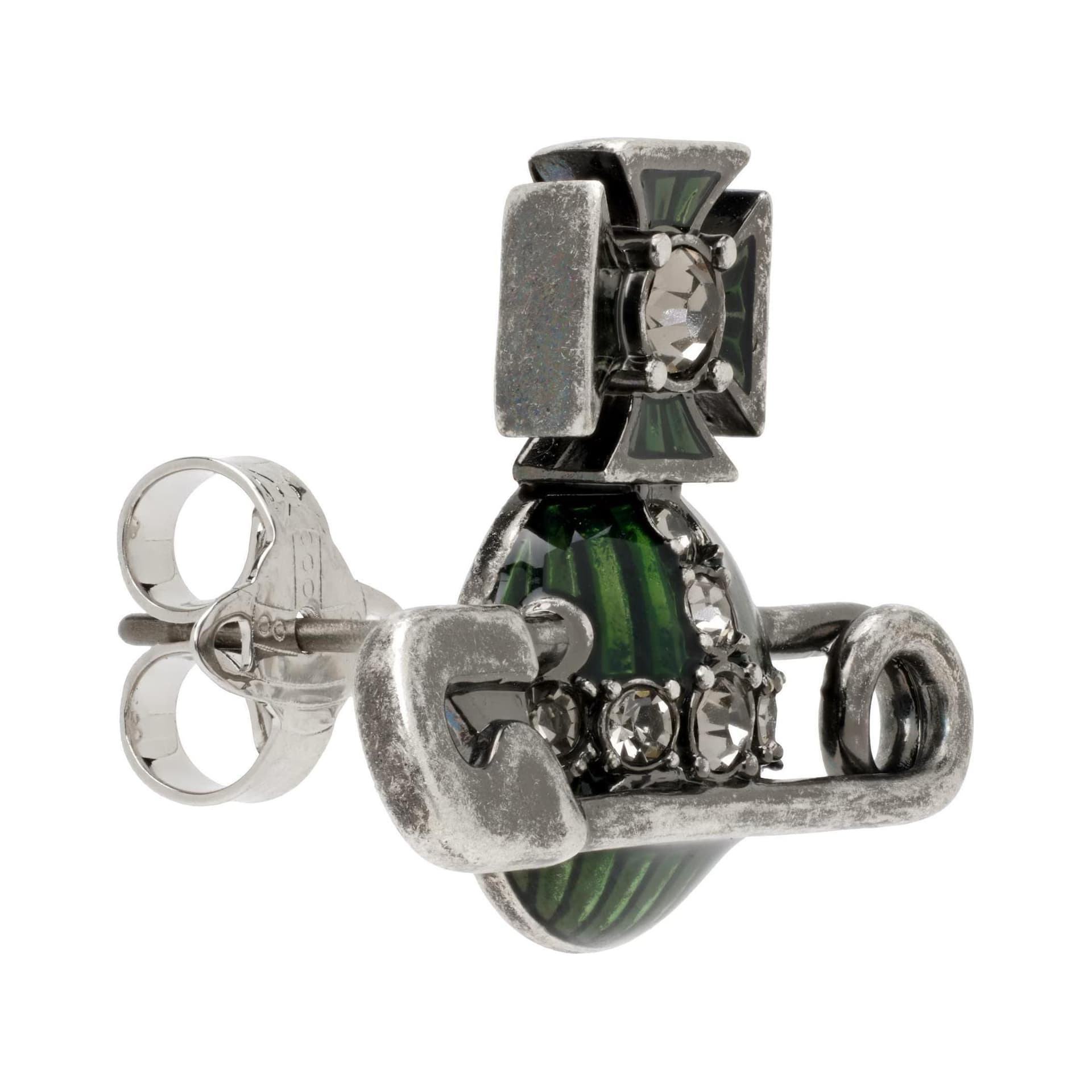 Серьги Vivienne Westwood Сережки с мужскими зелеными браслетами из эмали и латунными штифтами - изображение 2