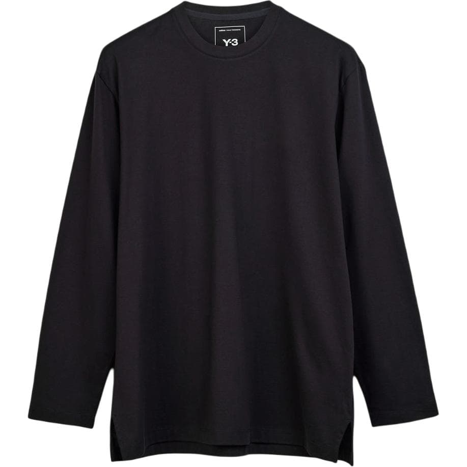 Футболка Y-3 SS25 logo T-shirt с принтом, круглый вырез, экстра свободный, длинный рукав, унисекс, черный - изображение 2
