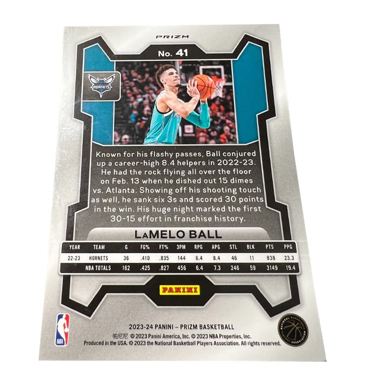 Коллекционные карточки PANINI NBA Player Персонаж Hornets LaMelo Ball The THREE Шар High END Prizm Голографическая карта Rare Карта - изображение 2
