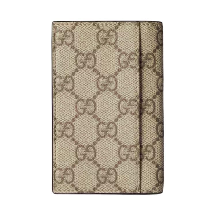 Картхолдер Gucci GG Emblem Покрытая ткань Визитницы Мужской Бежевый Темно-коричневый - изображение 3