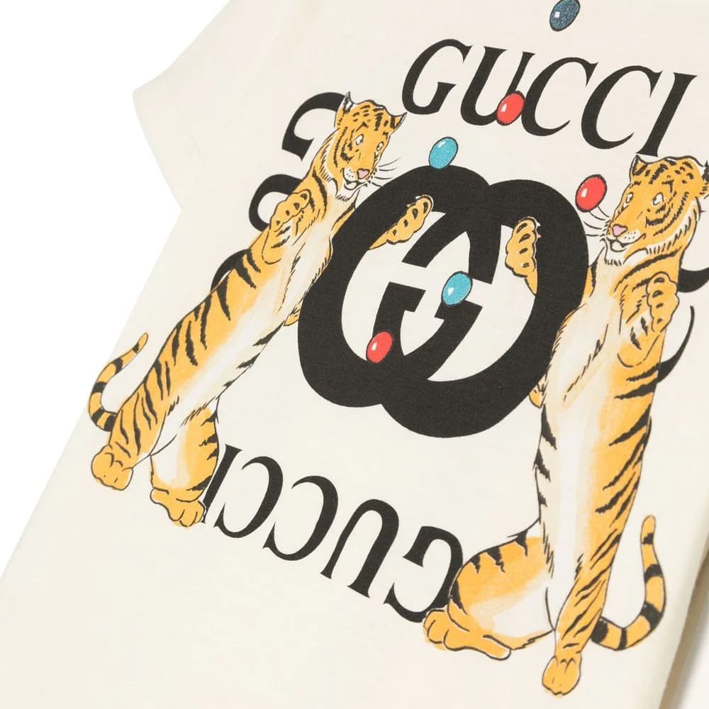 Футболка GUCCI SS23 Logo Animal Print T-Shirt Kids Khaki - изображение 5
