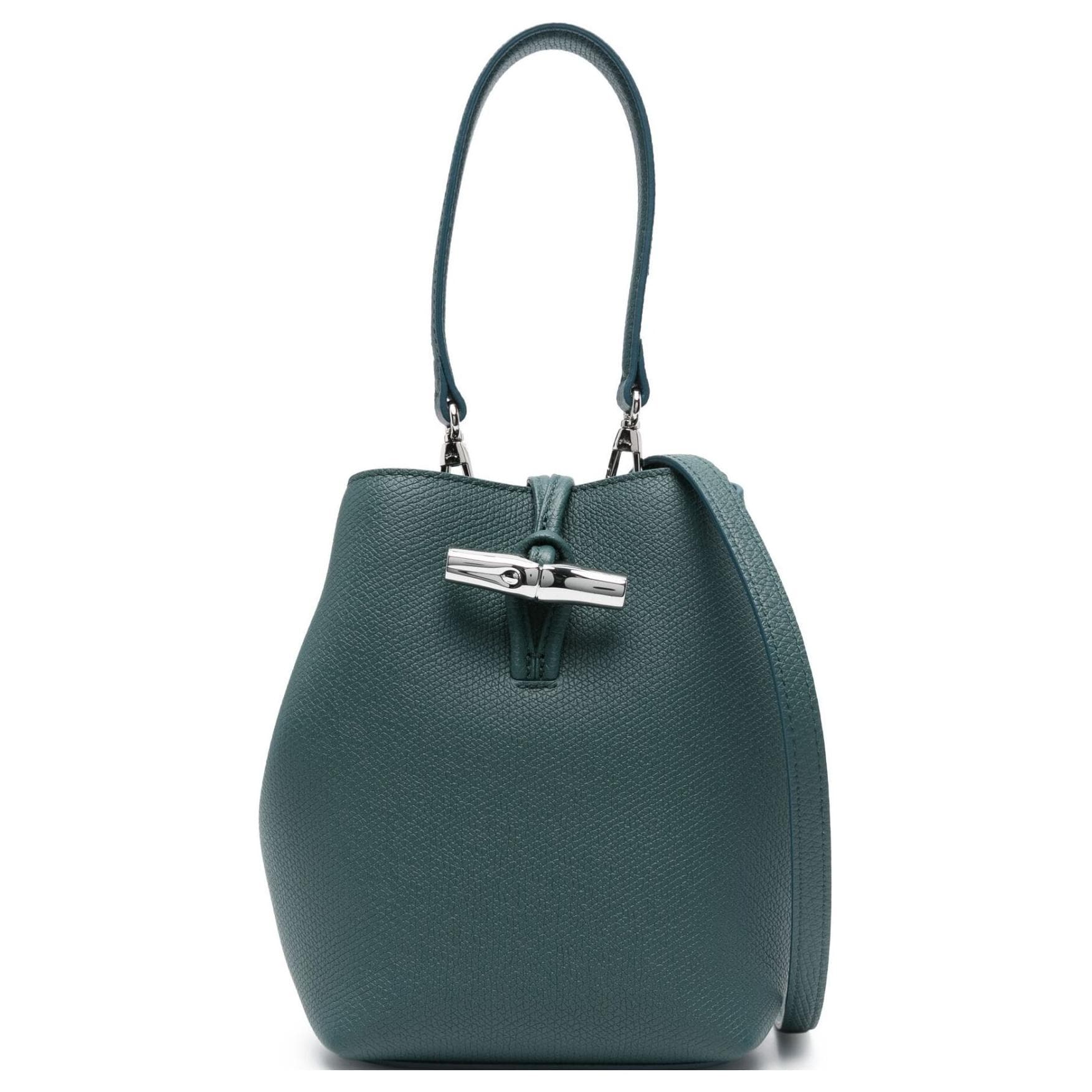 Сумка LONGCHAMP Le Roseau Телячья кожа Сумка-ведро Сумка Мини-версия Женские Сине-зеленый - изображение 1