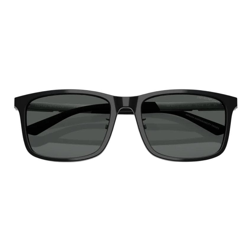 Солнцезащитные очки EMPORIO ARMANI Квадратные Солнцезащитные Очки Мужские Глянцевые Черные - изображение 4