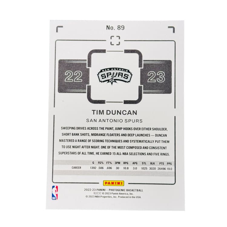 Коллекционные карточки PANINI Тим Дункан Спёрс Коллекция "На площадке" Классическая основа Тим Дункан Ручная скульптура Условия - изображение 2