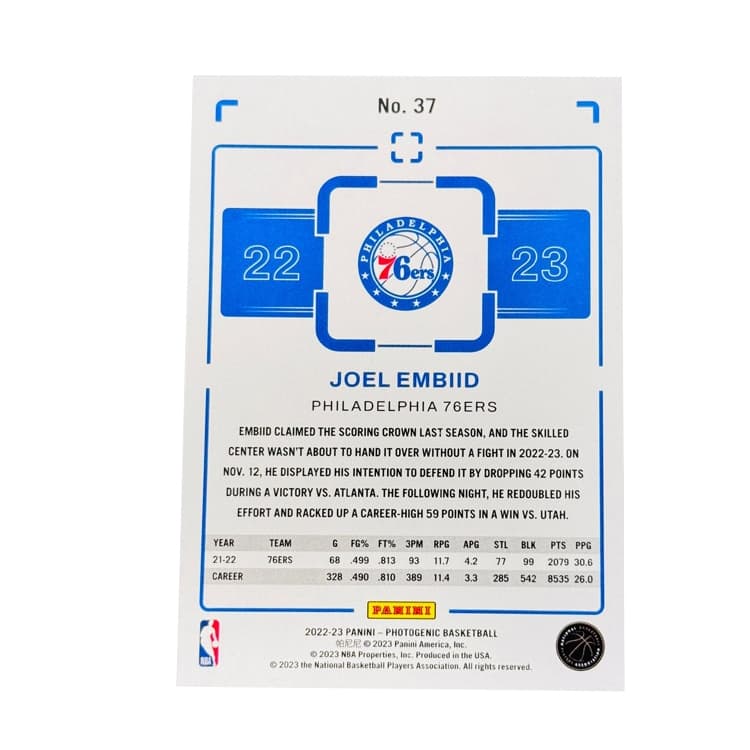 Коллекционные карточки Panini Embiid 76ers Коллекция Фото Классическая Основа Select Карта Embiid Хорошее Состояние Спортивные Карты - изображение 2