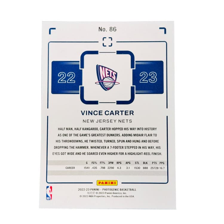 Коллекционные карточки PANINI VINCE Carter Нетс Коллекция On Court Классическая Карточка с Изображением VINCE Carter Нетс Общий Состояние - изображение 2