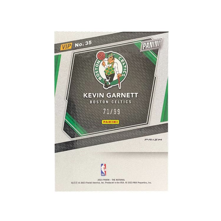 Коллекционные карточки PANINI 2023 Celtics Волчий Король Гарнетт Зеленый CRUSH Ледяной Refractor 71 99 Игровая карта Карта товарного доступа - изображение 2