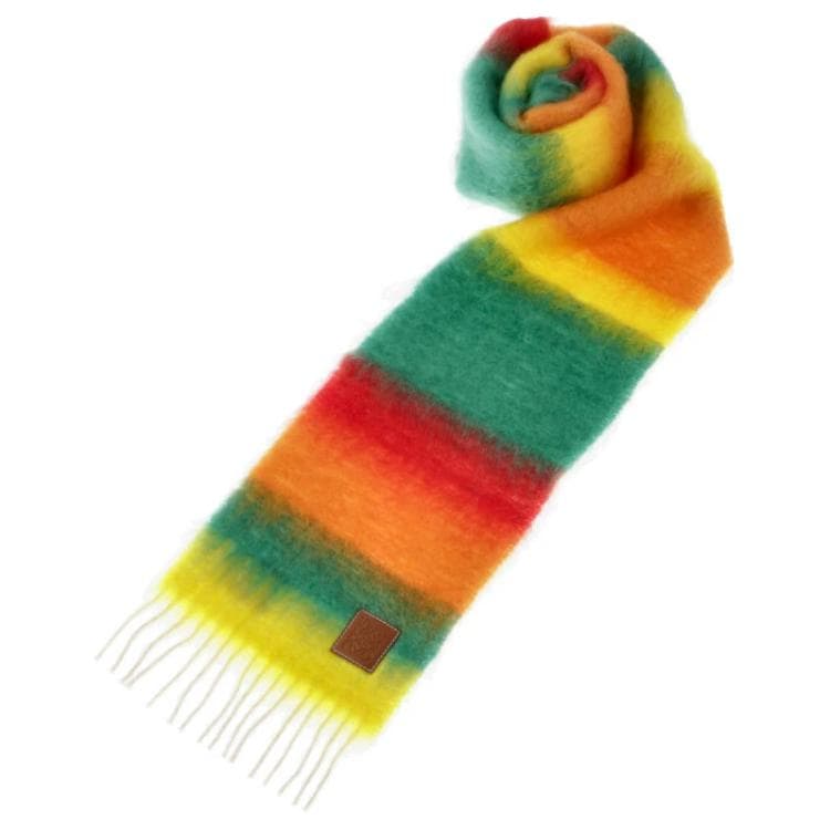 Шарф LOEWE KNIT Детали Mohair Wool Nylon Вязаные Шарфы Женские Многоцветные - изображение 3