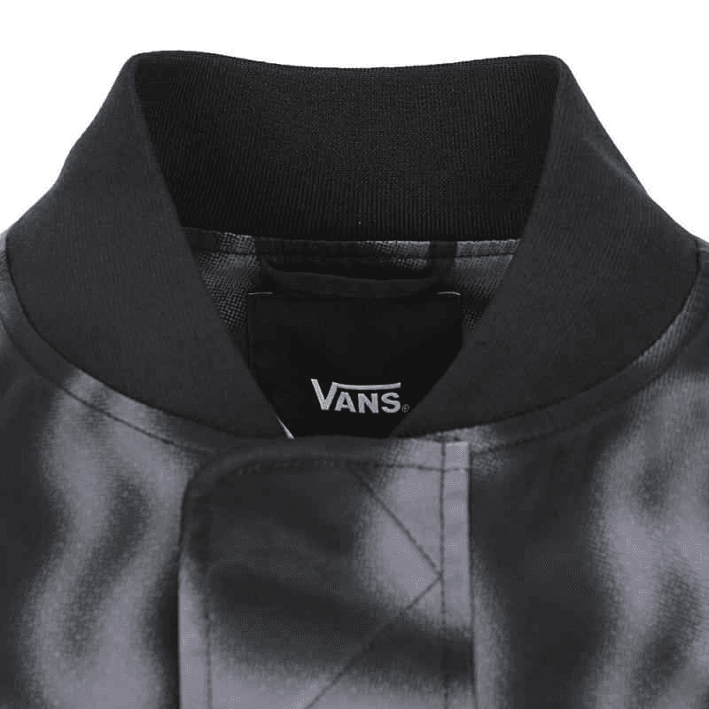 Бомбер Vans Blur Логотип BOMBER Бейсбольная куртка Мужской Черно-серый - изображение 3