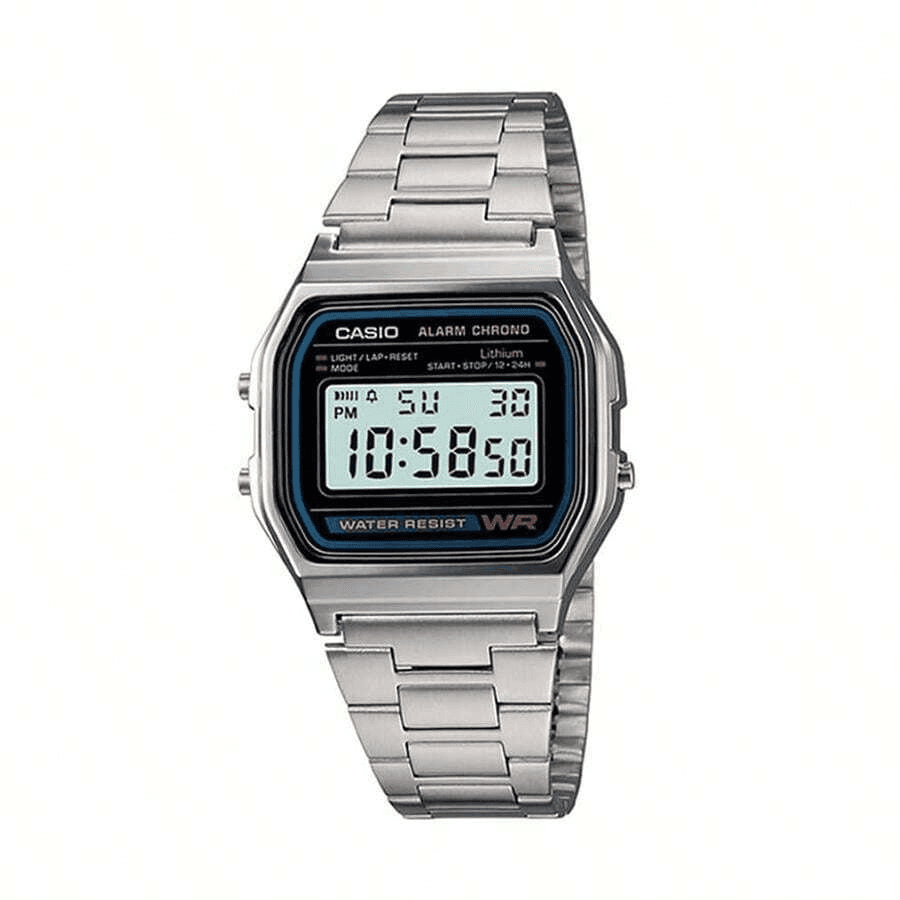 Часы CASIO Юность Металлический Квадратный Циферблат Маленький Серебряный Кварцевый Механизм Часы Унисекс Черный Циферблат - изображение 2