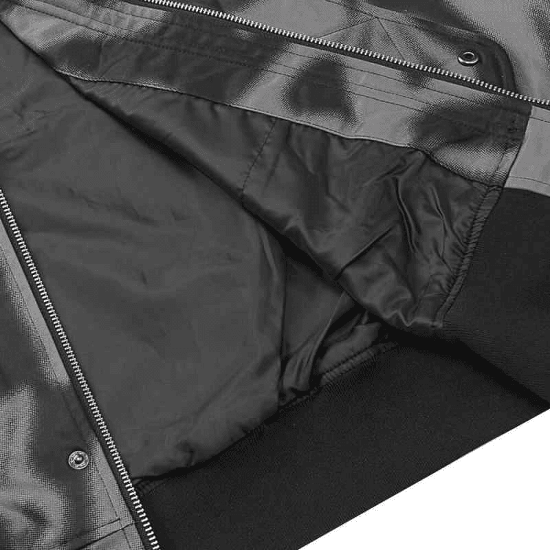 Бомбер Vans Blur Логотип BOMBER Бейсбольная куртка Мужской Черно-серый - изображение 4